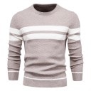 Herrtröja med lång ärm och rullkrage Slim stickad tröja med V-ringning Enfärgad med 3 vita ränder Varm Polyester Bomull Olika färger 15