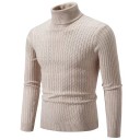 Herrtröja med rullkrage Enfärgad Elegant vintertröja för män Stilfull stickad rullkrage Polyester material Flera färger 21