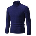 Herrtröja med rullkrage Enfärgad Elegant vintertröja för män Stilfull stickad rullkrage Polyester material Flera färger 19