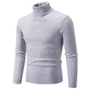Herrtröja med rullkrage Enfärgad Elegant vintertröja för män Stilfull stickad rullkrage Polyester material Flera färger 25