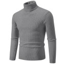 Herrtröja med rullkrage Enfärgad Elegant vintertröja för män Stilfull stickad rullkrage Polyester material Flera färger 24