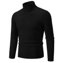 Herrtröja med rullkrage Enfärgad Elegant vintertröja för män Stilfull stickad rullkrage Polyester material Flera färger 17