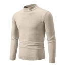 Herrtröja med rullkrage Enfärgad stickad tröja med O-hals Lång ärm Elegant vinter- och hösttröja Polyester Flera färger 23