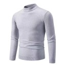 Herrtröja med rullkrage Enfärgad stickad tröja med O-hals Lång ärm Elegant vinter- och hösttröja Polyester Flera färger 26