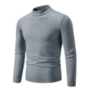 Herrtröja med rullkrage Enfärgad stickad tröja med O-hals Lång ärm Elegant vinter- och hösttröja Polyester Flera färger 25