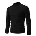 Herrtröja med rullkrage Enfärgad stickad tröja med O-hals Lång ärm Elegant vinter- och hösttröja Polyester Flera färger 20