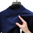 Herrtröja med rullkrage Enfärgad stickad tröja med O-hals Lång ärm Elegant vinter- och hösttröja Polyester Flera färger 14