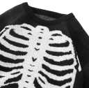 Herrtröja med skelettmotiv Lång ärm Enfärgad stickad tröja med O-hals Stilig mode för höst och vinter Polyester Flera färger 7