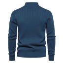 Herrtröja med zip-up polokrage Lång ärm Enfärgad stickad tröja Elegant vintermode Bomull Lycra Bekväm tröja Flera färger 8