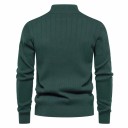 Herrtröja med zip-up polokrage Lång ärm Enfärgad stickad tröja Elegant vintermode Bomull Lycra Bekväm tröja Flera färger 9