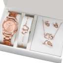 Herzförmiges Uhren- und Schmuckset Elegante Kette Ohrringe Armband Romantisches Geschenk für Frauen Valentinstag Jahrestag Geburtstag 3