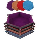 Hexagonal Folding Dice Tray 27 x 24.5 cm Artificial Leather Storage Gaming Tray for Board and RPG Games 1