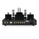 HiFi elektronkový zesilovač single-ended třídy A 2× 10 W, elektronky EL34C a 6SN7GT, ocelové šasi, RCA vstup, černý, pro domácí stereo 3