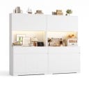 High Kitchen Cabinet 180 x 100 x 38.5 cm with LED Lighting Open Niche for Appliances Six Doors and Two Drawers Load Capacity up to 40 kg 2