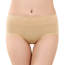High-Waisted Menstrual Knickers with Lace Cotton Elastane Plain Absorbent Underwear Reusable Comfortable Knickers 2