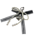 Hjerte Nøgleholder 17 x 12 cm Imitation af Perler Metallegering Perle Sløjfe med Blonde Elegant Nøglering til Taske 1