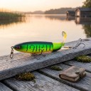 Hladinai popper 11 cm 15 g forgó farokkal és 3D szemekkel Két hármas horog A ragadozó halak pergetésére a vízfelszínen 4