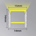 Hlboký silikónový LED profil bez lemu 14 x 14 mm Horná šírka 15 mm Dĺžka 1 m Ohebný Difuzor Biely Do drážky Pre LED pásku Bez pásku 2