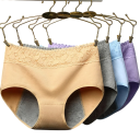 Hochtaillierte Menstruationsunterwäsche mit Spitze aus Baumwolle und Elasthan Einfarbige saugfähige Unterwäsche Wiederverwendbare bequeme Unterhosen 4