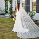 Hochzeitsvorhang 250 cm Chapel Einlagiger Tüll mit Perlen und Kamm Eleganter weißer Perlenvorhang für die Braut 7