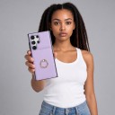 Hoes voor Samsung Galaxy S25 met portemonnee en ronde vingerhouder Kunstleer Kaarten- en bankbiljetvakken Standfunctie 23