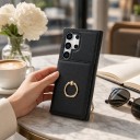 Hoes voor Samsung Galaxy S25 met portemonnee en ronde vingerhouder Kunstleer Kaarten- en bankbiljetvakken Standfunctie 2