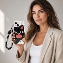 Hoesje voor Samsung Galaxy S24 FE met een ontwerp van zwarte katten Polsbandje Siliconen en acryl Telefoonhoesje met katten 21