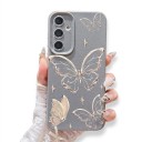 Hoesje voor Samsung Galaxy S24 Ultra met vlinderontwerp Siliconen hoes met camera bescherming Beschermhoes voor mobiel S24 Ultra Voor elke dag 13