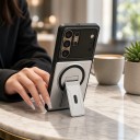 Hoesje voor Samsung Galaxy S25 FE met uitschuifbare standaard Volledige bescherming van de lens Polycarbonaat en TPU Draadloos opladen 13