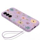 Hoesje voor Samsung Galaxy S25 Ultra Siliconen hoes met polsbandje Getekende bloemen Lensbescherming Telefoonhoes 9