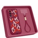 Hoesje voor Samsung Galaxy S26 Ultra met kersenpatroon Siliconen hoes met polsbandje Bescherming met camerakader 6