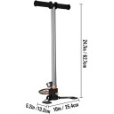 Högtryckshandpump 4500 psi 3-stegs 62,7 × 25,4 × 13,2 cm silverfärgad pump för däck och bollar med manometer 2