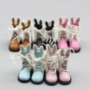 Hohe Schnürschuhe für Puppen mit dekorativen Hasenohren Schuhe aus PU-Leder und Stoff mit langen Schnürsenkeln Zubehör für Puppenkleidung 8