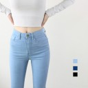 Højtaljede damejeans i forskellige farver 1