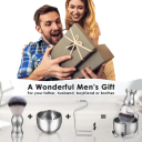 Holící sada na vousy 3v1 Nerezová oceľ Štetka 10,5 x 3,4 cm Miska 8,2 x 5,8 cm Držák 8 x 11 cm Pánska sada pre klasické mokré holenie 4