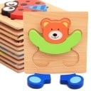 Holz 3D Steckpuzzle für Kinder Farbiges Stücke, die in die ausgeschnittene Form in der Platte eingesetzt werden Bild entsteht schrittweise Größe 6