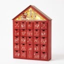 Holz-Adventskalender mit Beleuchtung Häuschen mit Santa und Rentieren 24 Schubladen Für 2 AA-Batterien Weihnachtsdekoration Für Geschenke für Kinder 2