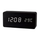 Holz Digitaler LED Wecker 3 Weckzeiten USB Stromversorgung und Batterie 12/24H 15,5 x 7 x 4 cm 2