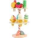Holz Dreistufiger Verkaufsstand mit Eis Montessori Spielzeug für Kinder Eis am Stiel und Obst Küchenzubehör zum Spielen für Kleinkinder verschiedene Arten 7