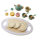 Holz-Teeservice für Kinder Blaue Set mit Kanne, Tassen und Zubehör Spielzeug für Kleinkinder Entwicklungs-Küchen-Spiel für Teeparty 3