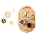 Holz-Teeset für Kinder Montessori Teekanne mit 4 Tassen, Untertassen und Löffeln BPA-frei Lernspielzeug Küchenset für Rollenspiele 2