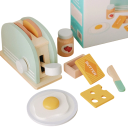 Holz-Toaster mit Zubehörset Grüne Kinderküchen-Spielzeug für Brot und Frühstück Bildungs-Spiel für Mädchen und Jungen ab 3 Jahren 4