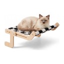 Holzhamaka für Katzen 44,5 x 34 x 16 cm Hängematte für Bettrahmen und Fenster Abnehmbarer Stoff Für Kätzchen und kleine Hunde 1