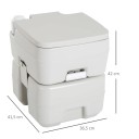 HOMCOM Portable Chemical Toilet 10 L Water Tank and 20 L Waste Tank Manual Flush 41.5 x 36.5 x 42 cm HDPE Grey For Camping and Caravanning 2