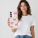 Hoofdmouw voor Samsung Galaxy S25 FE met strikmotief Siliconen telefoonhoesje Achterkant hoesje Camera bescherming 3