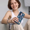 Hoofdzak voor Samsung Galaxy S26 Ultra Siliconen hoes met polsbandje Getekende bloemen Lensbescherming Mobiele hoes 8
