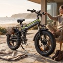 Hopfällbar elcykel DEEPOWER H20Pro Motor 110 Nm Batteri LG 48 V 25 Ah 7 växlar Fat bike Räckvidd 70–80 km Svart-grön För terräng och stad 6