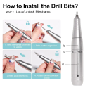 Hordozható elektromos körömcsiszoló 45000RPM LCD kijelzővel, újratölthető és alacsony zajszintű manikűr szalonhoz, 2 óra töltés, 10 óra üzemidő 5