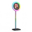 Hordozható fotóautomata iPad Q1 kör alakú RGB fényekkel iPad 10,2-től 13"-ig Bluetooth kioldóval és távirányítóval Szürke Esküvők és bulik számára 1