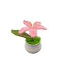 Horgolt növény virágcserépben dekoratív kézi megjelenés 11x8 cm poliészter asztali dísz irodához és otthoni belső térhez 3